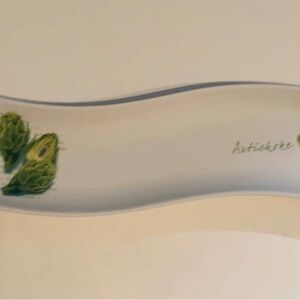 Casa Lorren Artisanal Artichoke Ceramic Serving Platter - White and Green